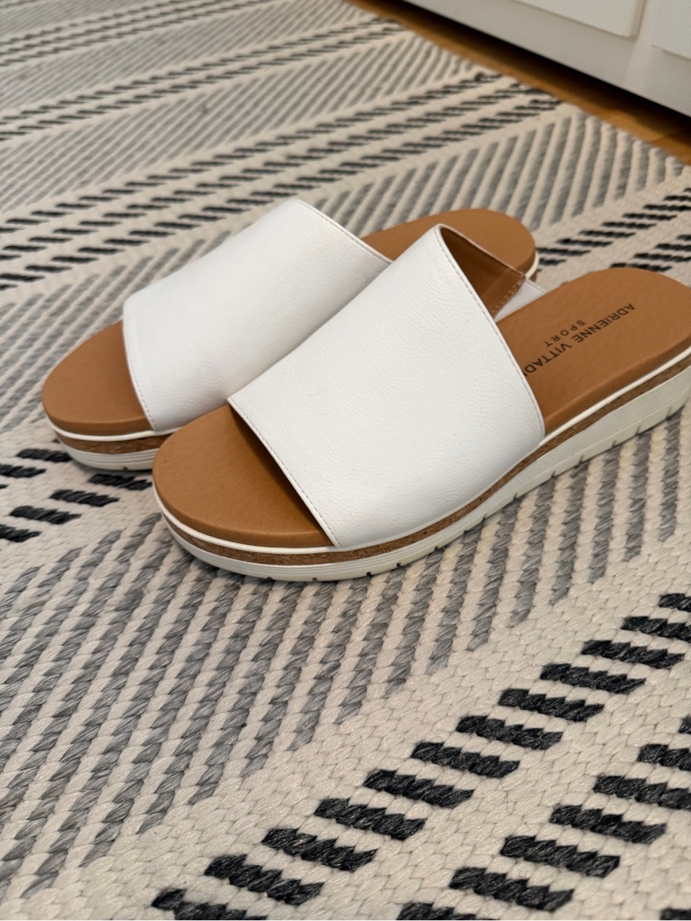 Adrienne Vittadini White Slip-On Cork-Trim Mules